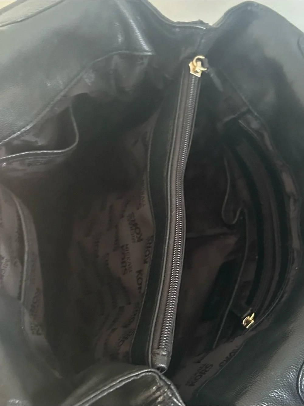 Michael Kors Black Pebbled Leather Gold Chain Grommet Hobo Shoulder Bag